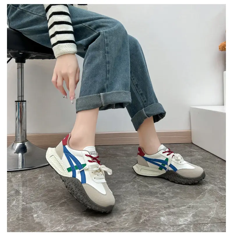 Cross-Border Women's Shoes, New Spring Models, Thick-Soled Height-Increasing German Training Shoes, Retro Casual Color-Blocking Shoes with Butterfly Bows, A-Gan Shoes — feature 33