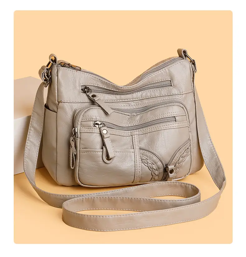 Brown PU Leather Crossbody Bag for Women Large Capacity — feature 11