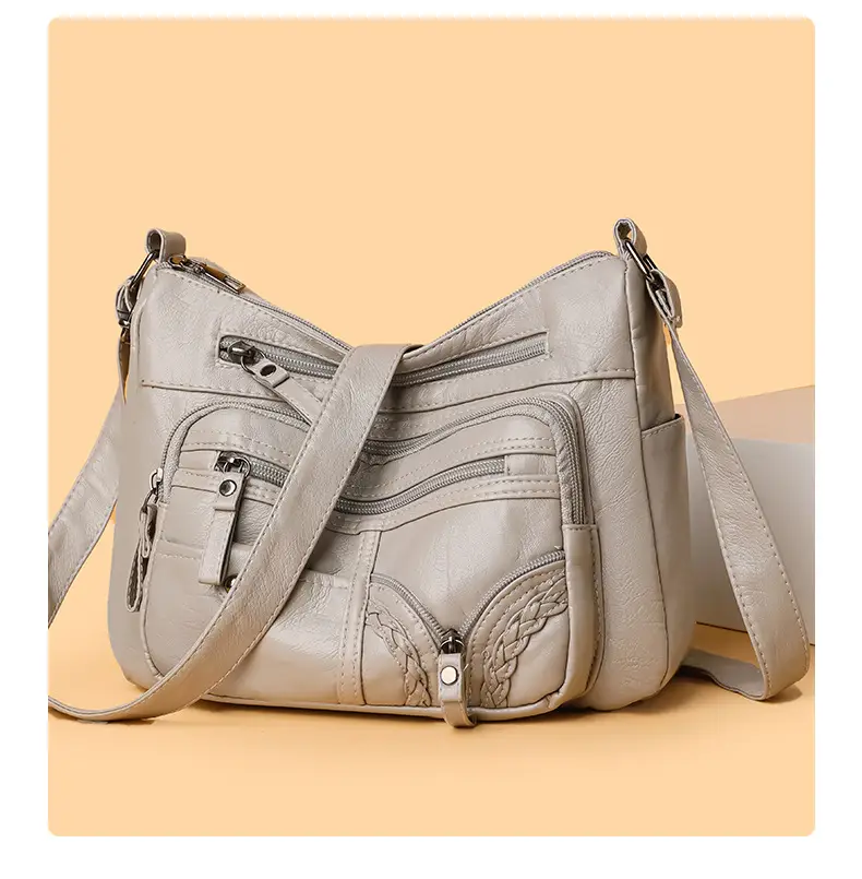 Brown PU Leather Crossbody Bag for Women Large Capacity — feature 13