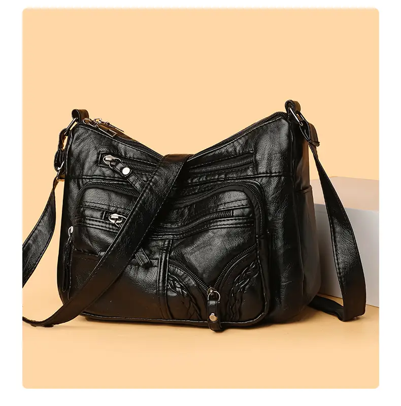 Brown PU Leather Crossbody Bag for Women Large Capacity — feature 15