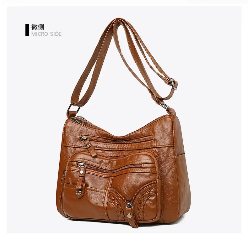 Brown PU Leather Crossbody Bag for Women Large Capacity — feature 22