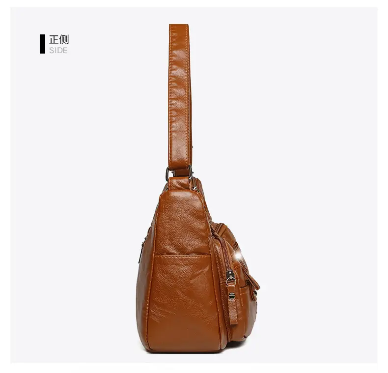 Brown PU Leather Crossbody Bag for Women Large Capacity — feature 23