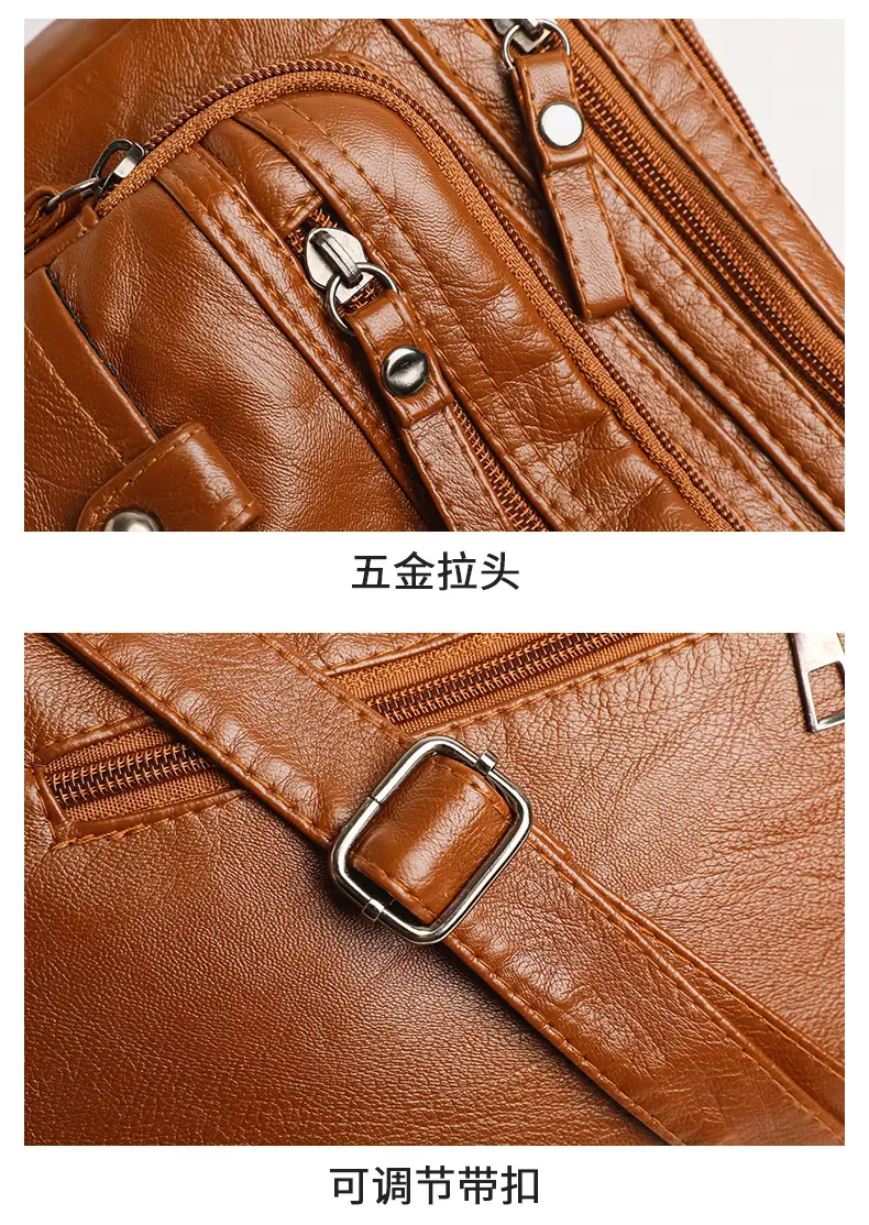 Brown PU Leather Crossbody Bag for Women Large Capacity — feature 27