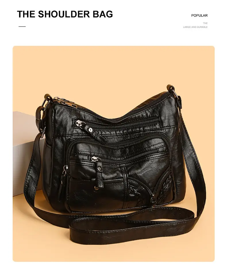 Brown PU Leather Crossbody Bag for Women Large Capacity — feature 8