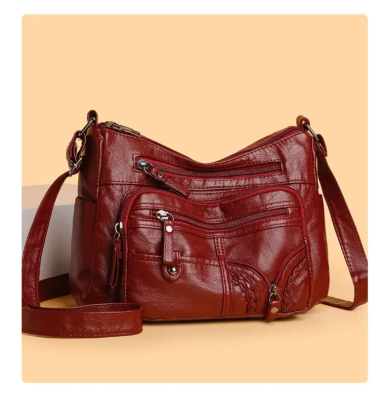 Brown PU Leather Crossbody Bag for Women Large Capacity — feature 9