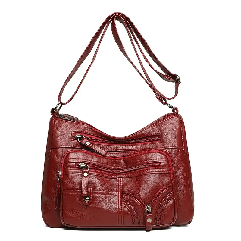 Brown PU Leather Crossbody Bag for Women Large Capacity - Image 4