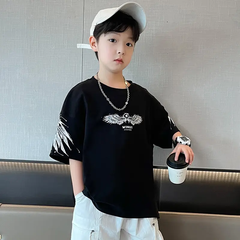 Kids Black Wings T-Shirt Short Sleeve Boys Summer Wear — feature 10