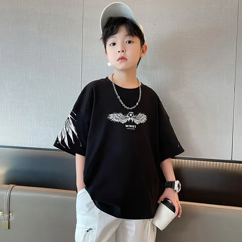 Kids Black Wings T-Shirt Short Sleeve Boys Summer Wear — feature 11