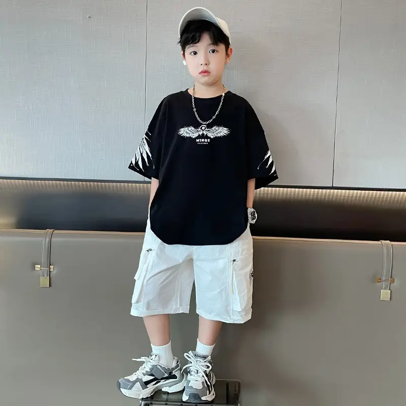 Kids Black Wings T-Shirt Short Sleeve Boys Summer Wear — feature 16