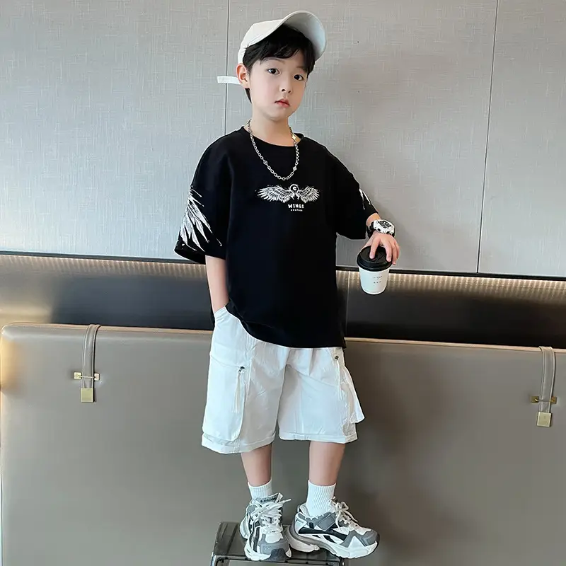 Kids Black Wings T-Shirt Short Sleeve Boys Summer Wear — feature 17