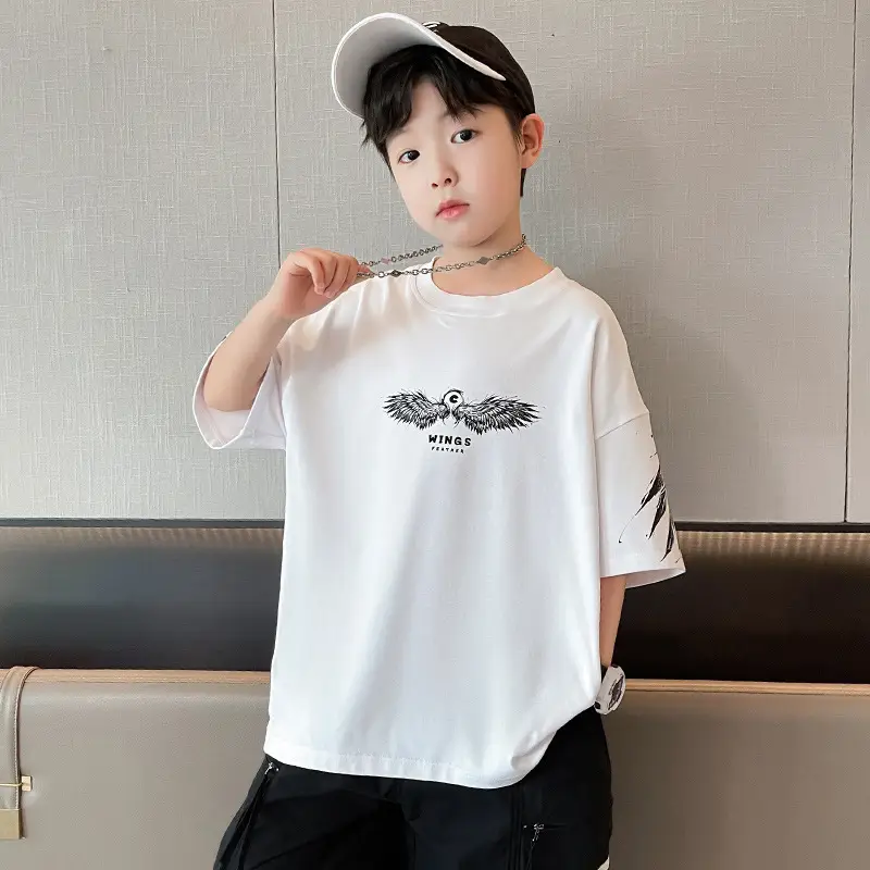Kids Black Wings T-Shirt Short Sleeve Boys Summer Wear — feature 20