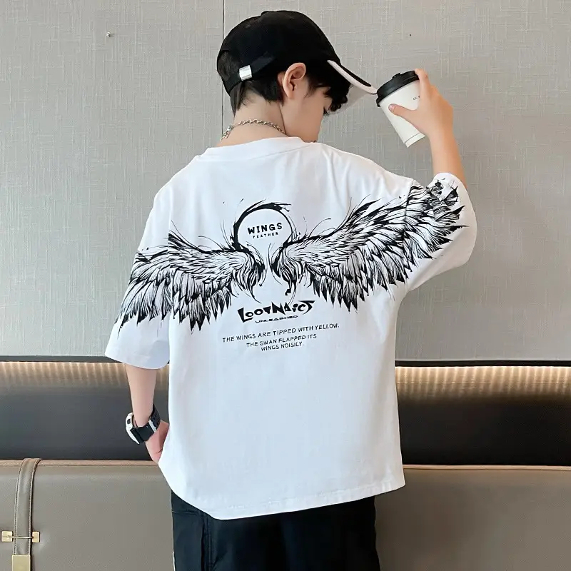 Kids Black Wings T-Shirt Short Sleeve Boys Summer Wear — feature 22