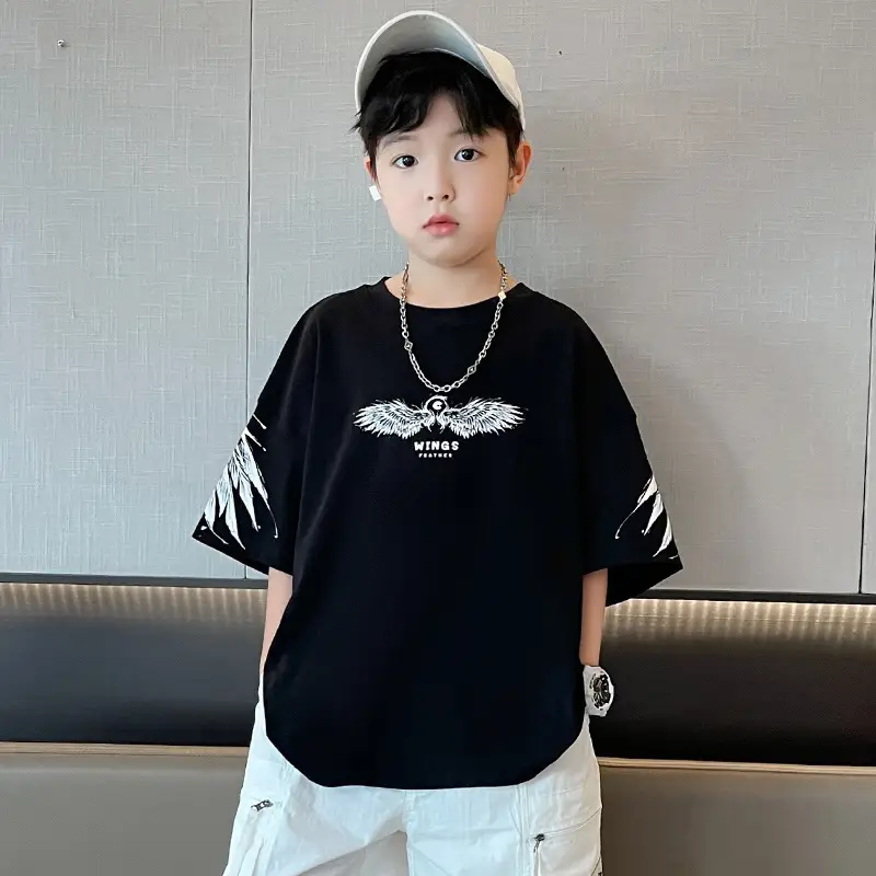 Kids Black Wings T-Shirt Short Sleeve Boys Summer Wear — feature 8