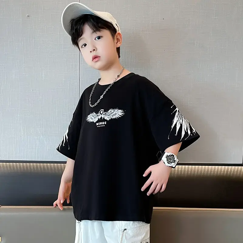 Kids Black Wings T-Shirt Short Sleeve Boys Summer Wear — feature 9