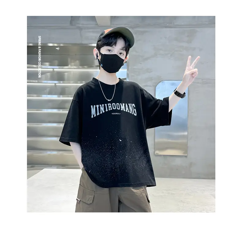 Summer Zhongda Boys T-shirt Light Blue Short Sleeve — feature 14