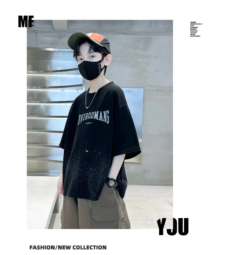 Summer Zhongda Boys T-shirt Light Blue Short Sleeve — feature 15