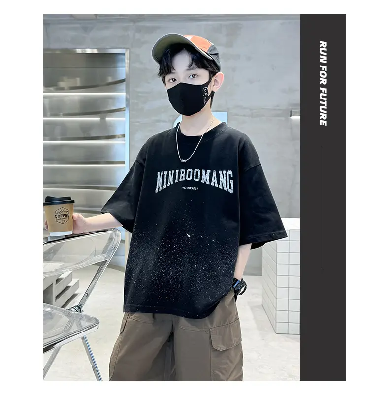 Summer Zhongda Boys T-shirt Light Blue Short Sleeve — feature 16