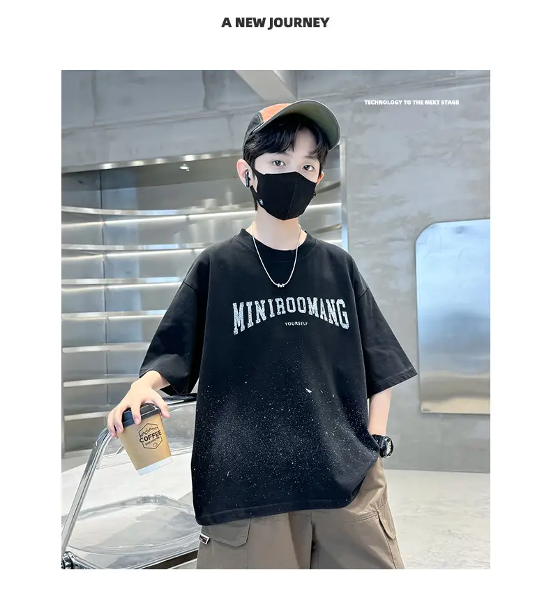Summer Zhongda Boys T-shirt Light Blue Short Sleeve — feature 17