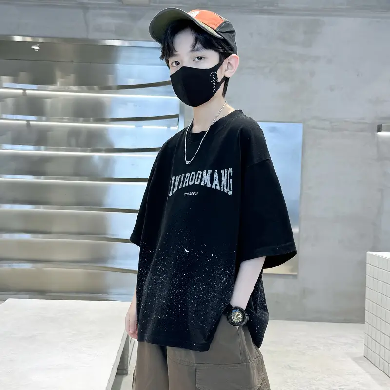 Summer Zhongda Boys T-shirt Light Blue Short Sleeve — feature 2