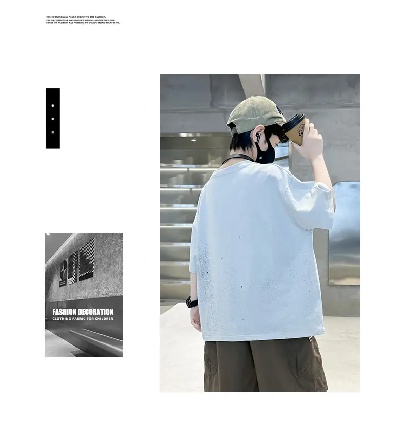 Summer Zhongda Boys T-shirt Light Blue Short Sleeve — feature 20