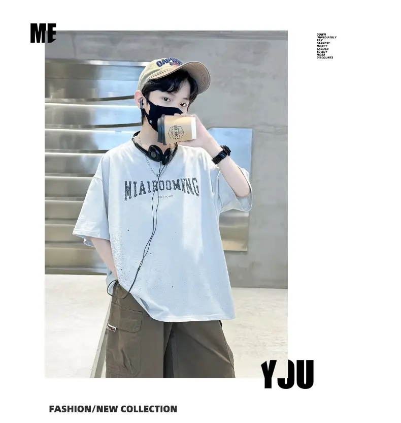Summer Zhongda Boys T-shirt Light Blue Short Sleeve — feature 22