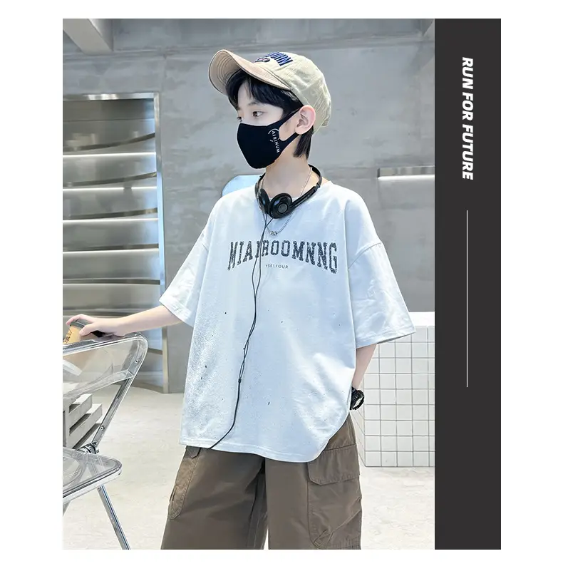 Summer Zhongda Boys T-shirt Light Blue Short Sleeve — feature 23