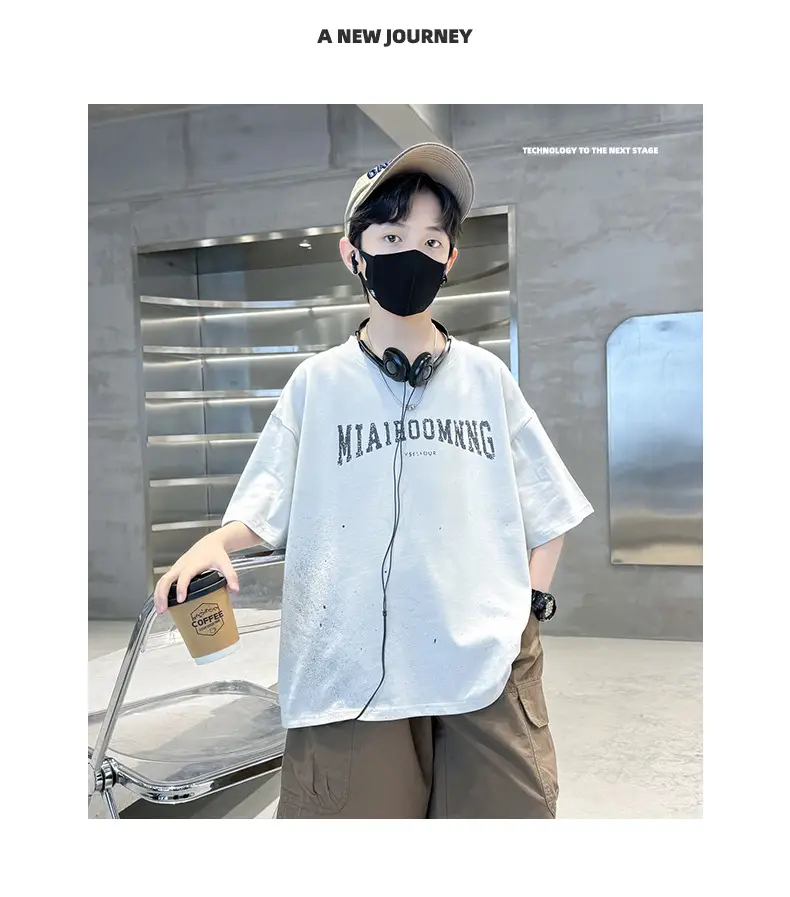 Summer Zhongda Boys T-shirt Light Blue Short Sleeve — feature 24