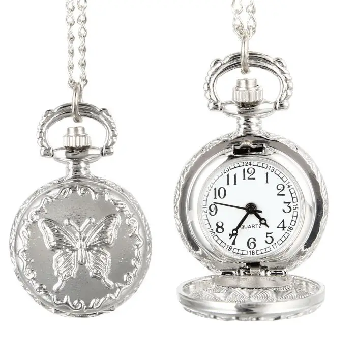 Vintage Silver Quartz Pocket Watch for Women