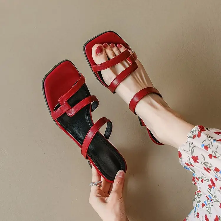 Vintage Red Chunky Heel Sandals for Women 2025 — feature 10