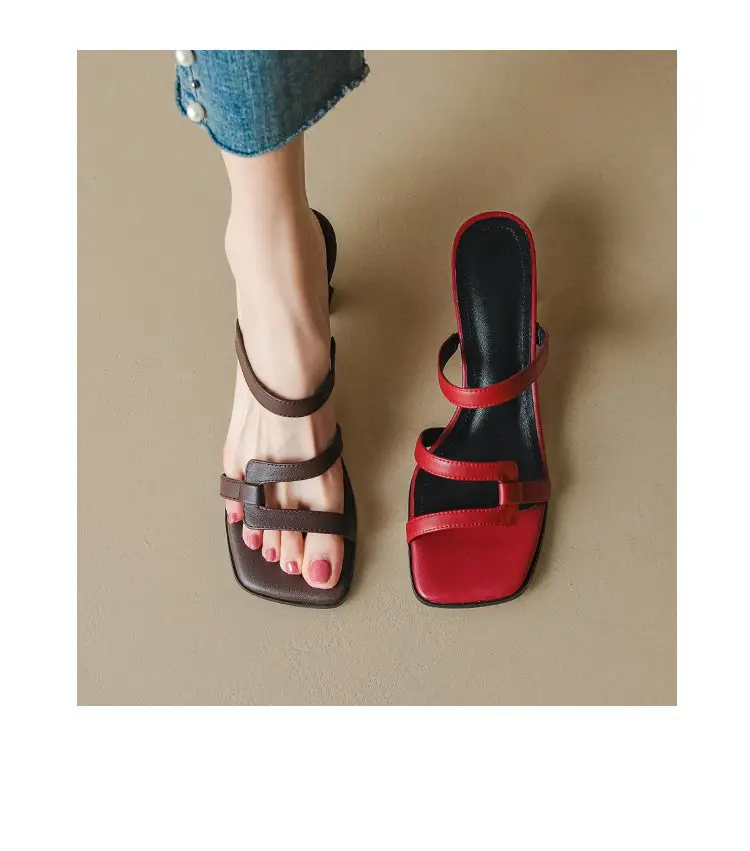 Vintage Red Chunky Heel Sandals for Women 2025 — feature 5