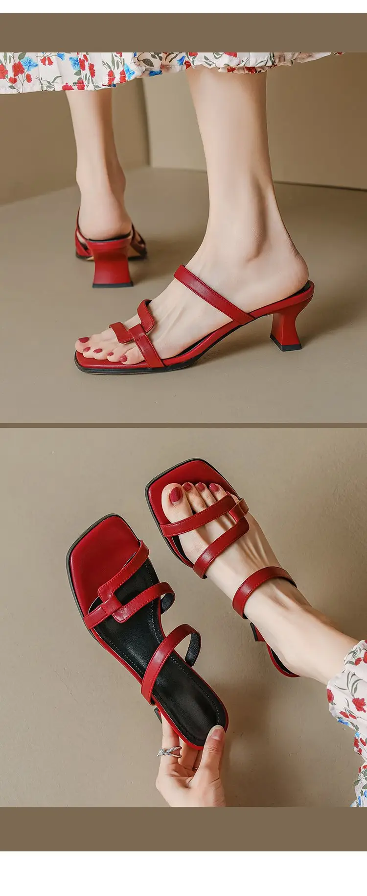 Vintage Red Chunky Heel Sandals for Women 2025 — feature 6