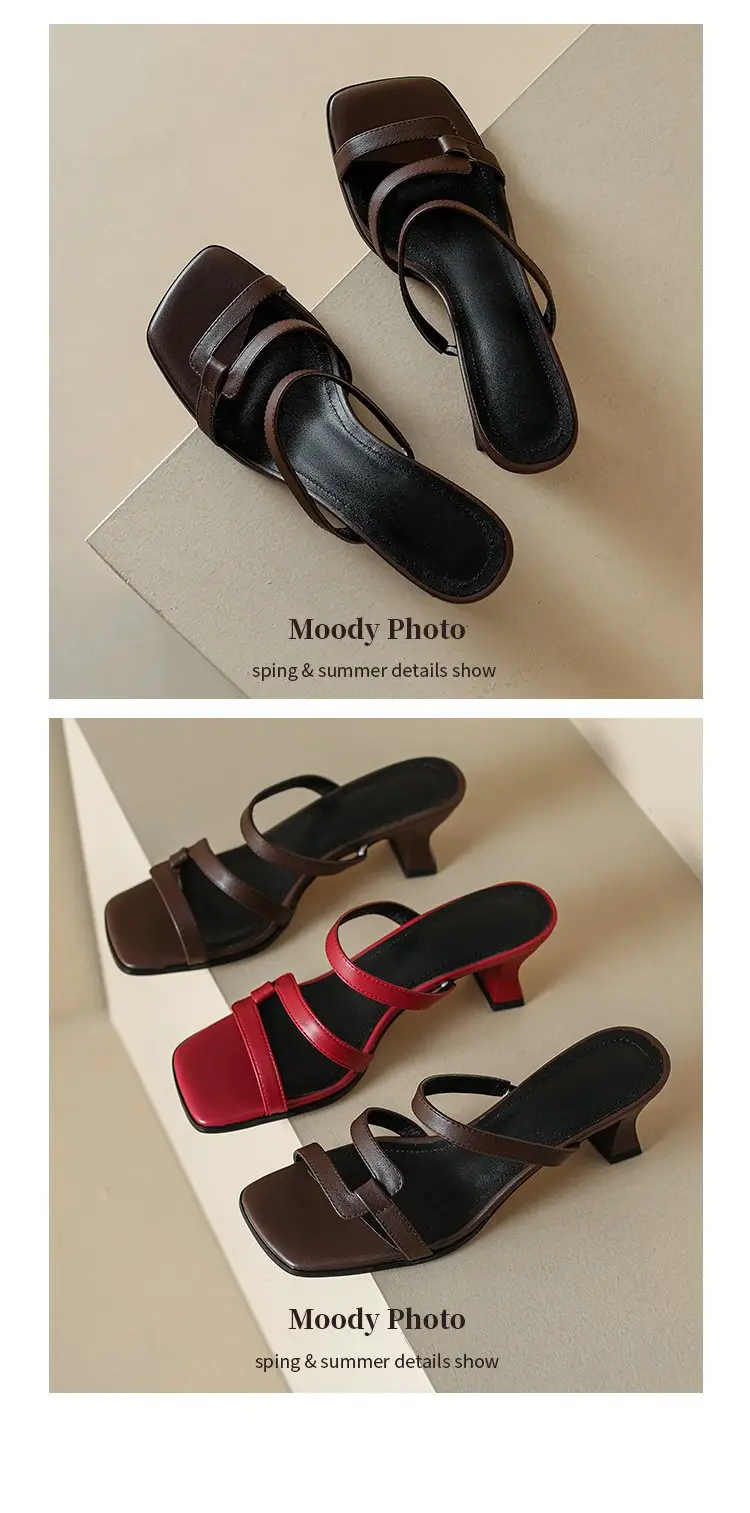 Vintage Red Chunky Heel Sandals for Women 2025 — feature 9