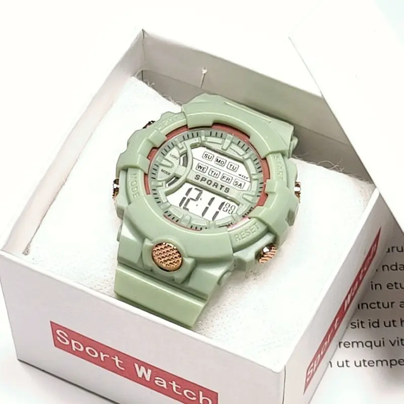 Green Digital Sport Watch for Kids Teens Multi-Function