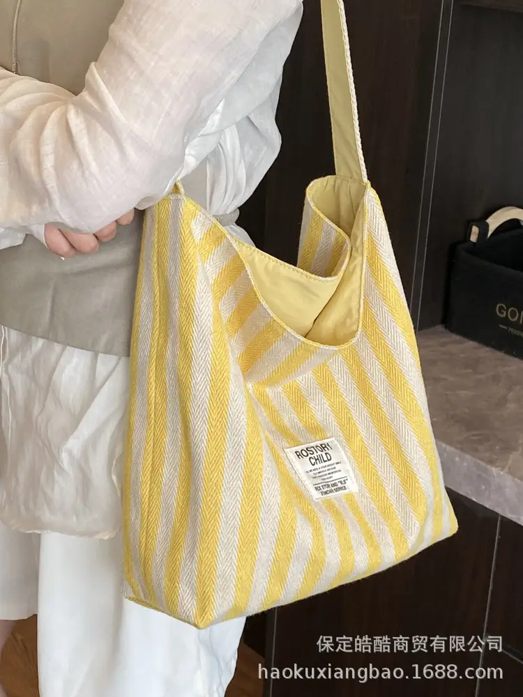 Women's Striped Canvas Shoulder Bag 2025 New - Image 6