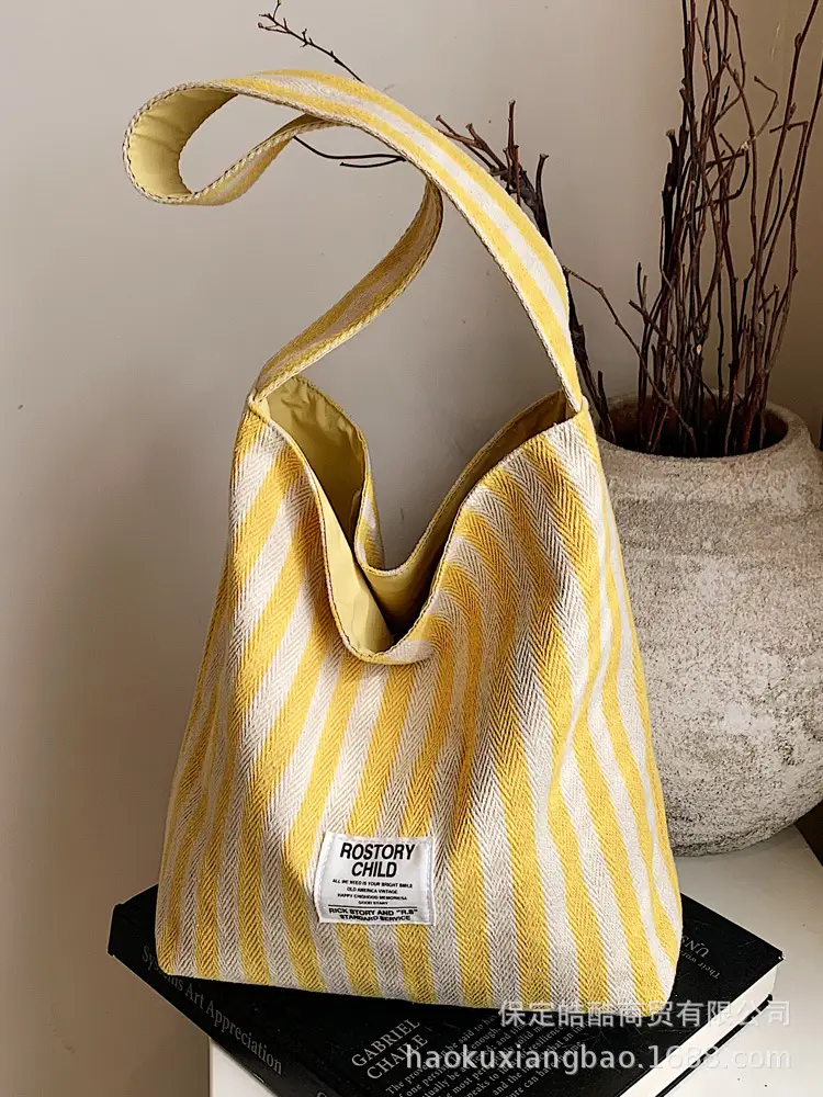 Women's Striped Canvas Shoulder Bag 2025 New - Image 7