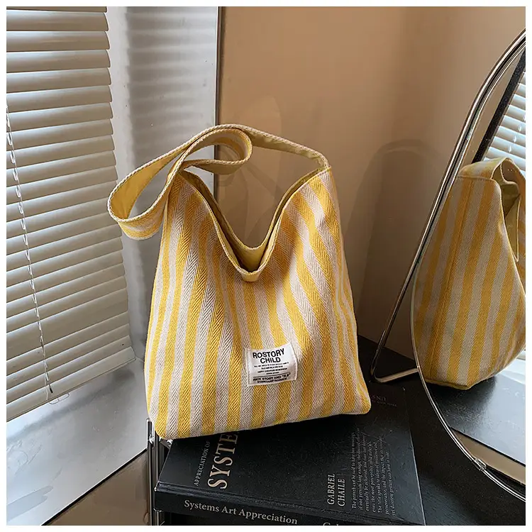 Women's Striped Canvas Shoulder Bag 2025 New — feature 13