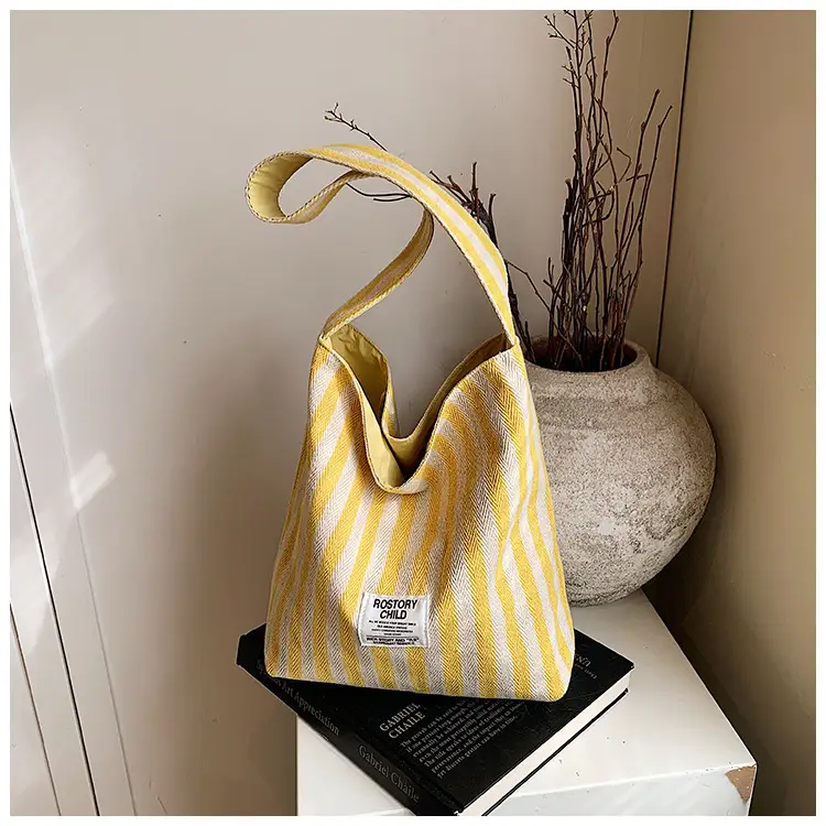 Women's Striped Canvas Shoulder Bag 2025 New — feature 14