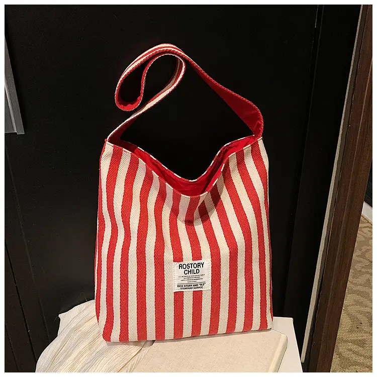 Women's Striped Canvas Shoulder Bag 2025 New — feature 15
