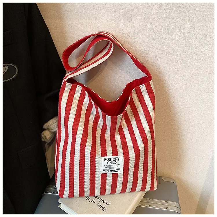 Women's Striped Canvas Shoulder Bag 2025 New — feature 16