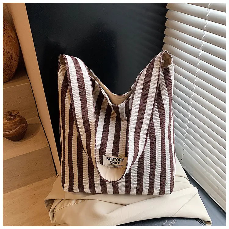 Women's Striped Canvas Shoulder Bag 2025 New — feature 17