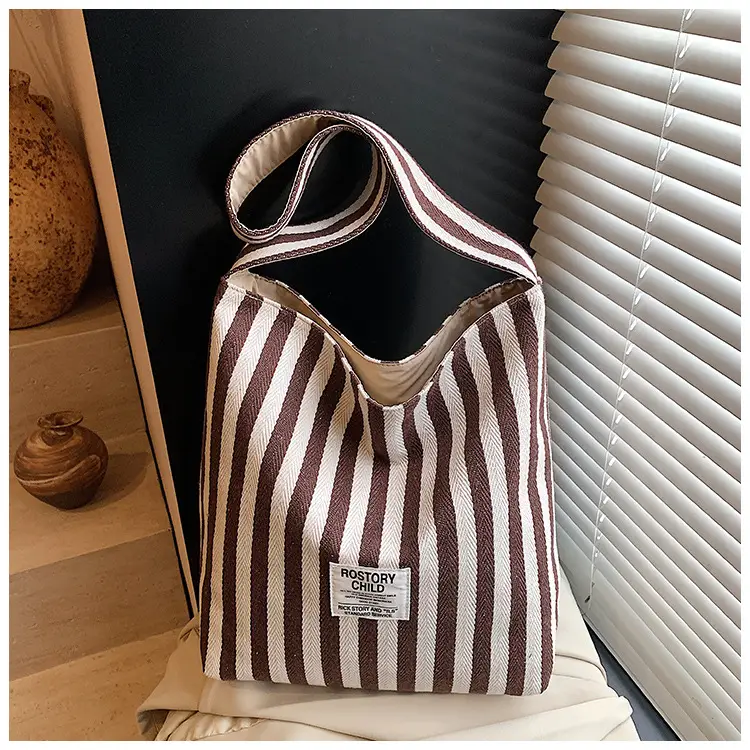 Women's Striped Canvas Shoulder Bag 2025 New — feature 18