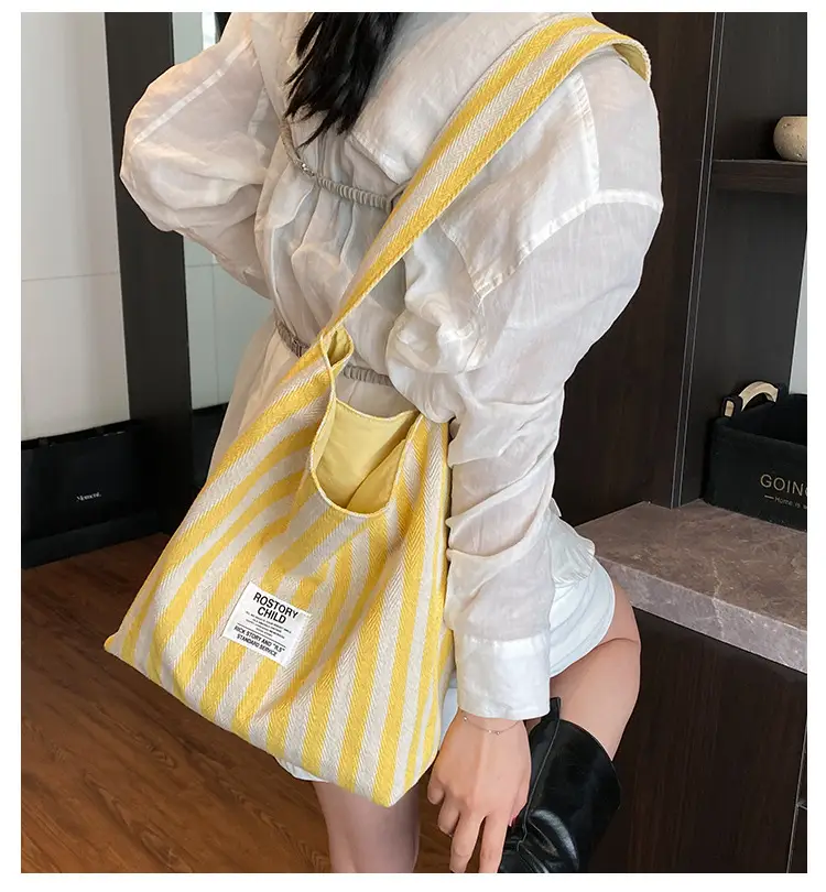 Women's Striped Canvas Shoulder Bag 2025 New — feature 2
