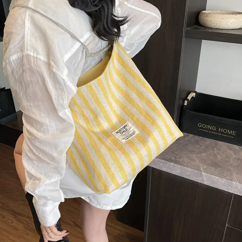 Women's Striped Canvas Shoulder Bag 2025 New - Image 4