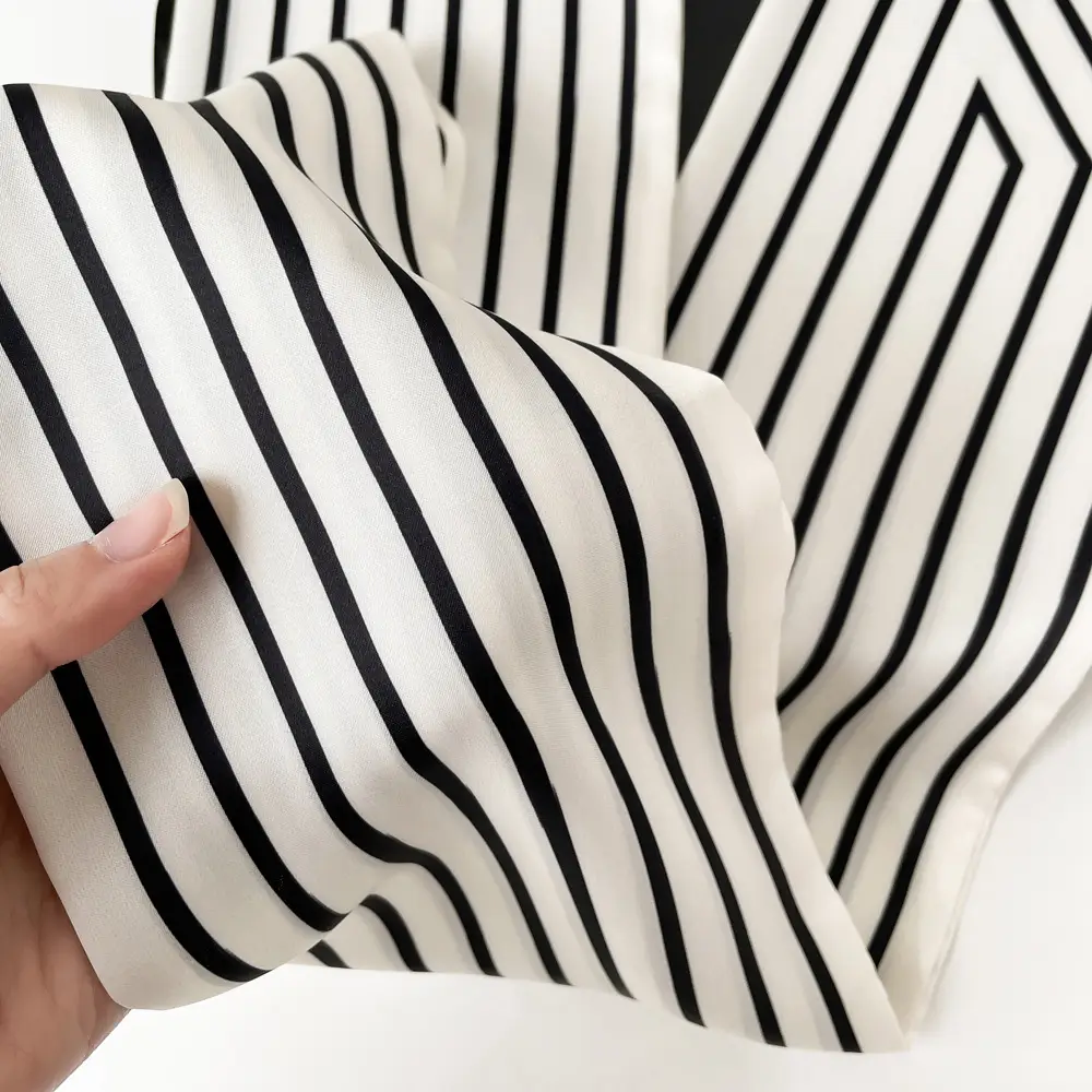 Women's Black Scarf with Pink Stripe Bow - Image 22