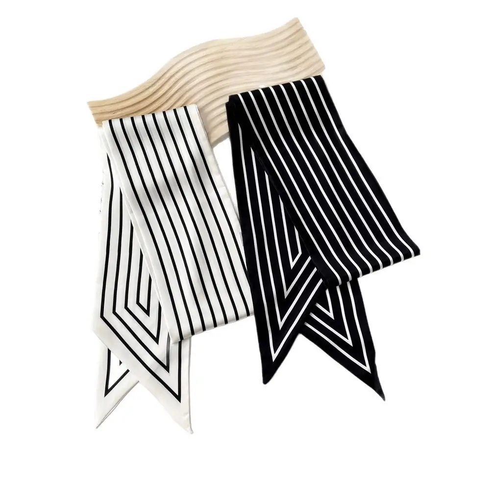 Women's Black Scarf with Pink Stripe Bow - Image 25