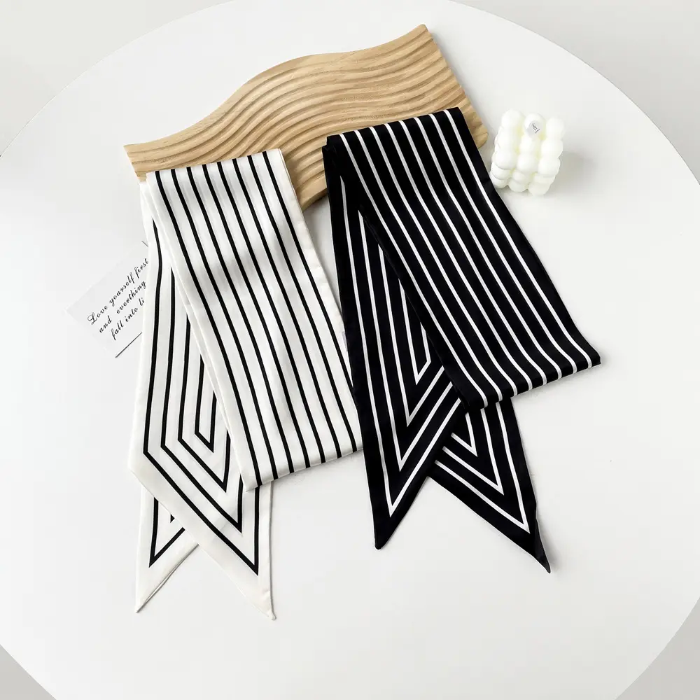 Women's Black Scarf with Pink Stripe Bow — feature 8