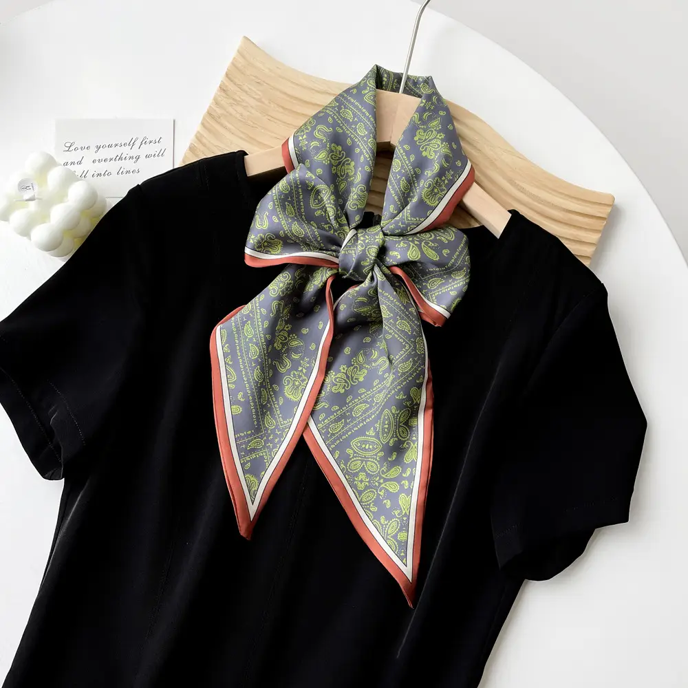 Women's Black Scarf with Pink Stripe Bow - Image 15