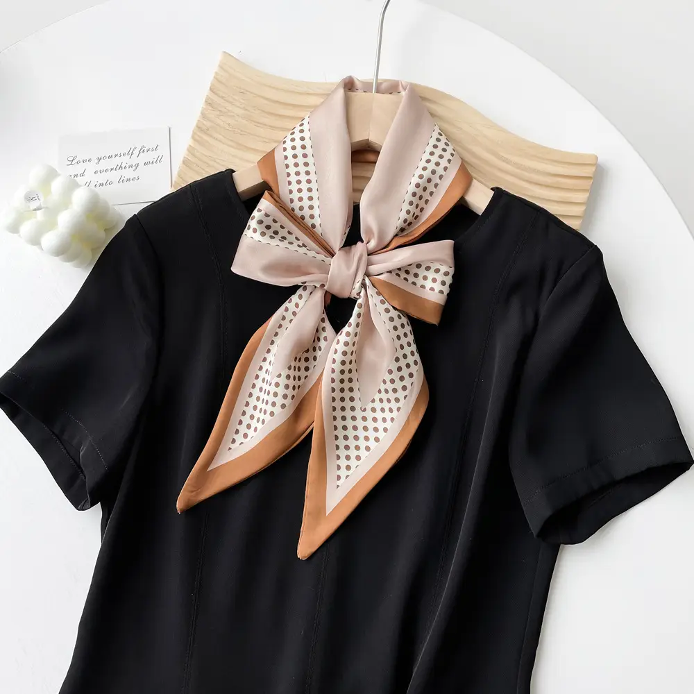 Women's Black Scarf with Pink Stripe Bow - Image 4