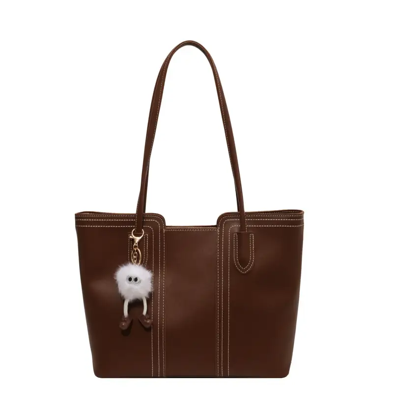 Brown Leather Tote Bag with Handle for Women