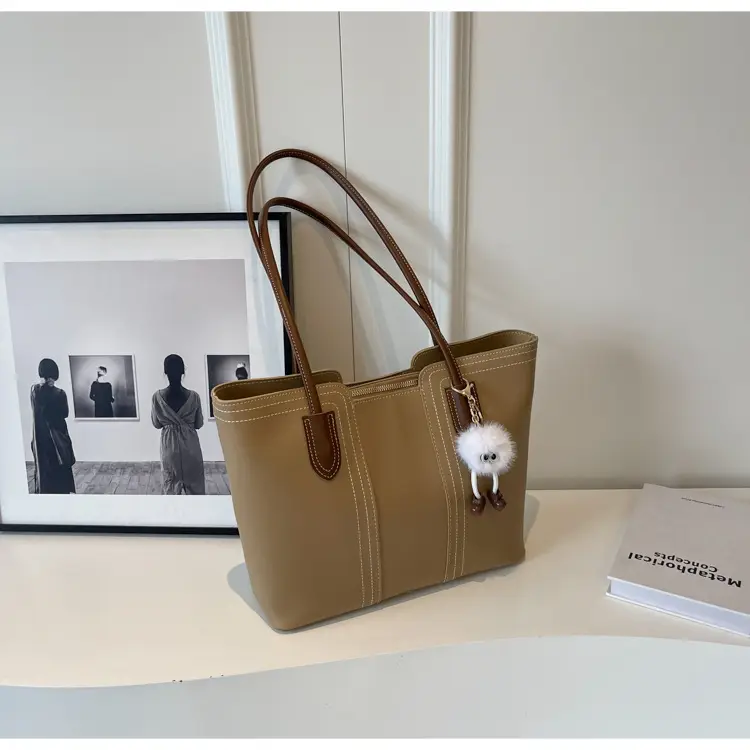 Brown Leather Tote Bag with Handle for Women — feature 20